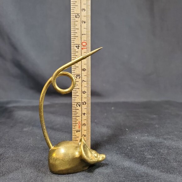VTG Solid Brass Mouse Note Spike | Mid Century Canadian Brass Desk Paper Spike | - Picture 12 of 16